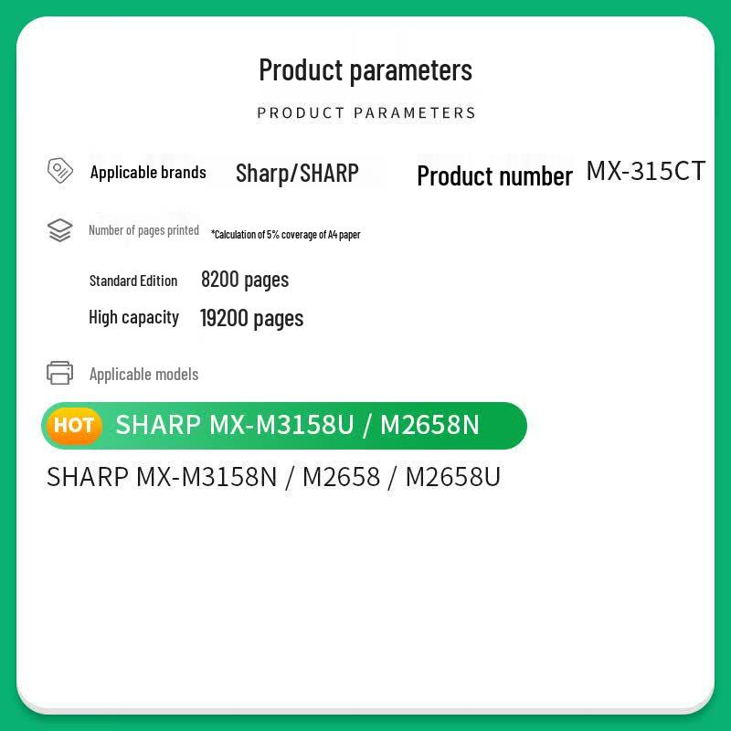 Compatible MX-315CT Black Toner Cartridge for Sharp MX-M Series