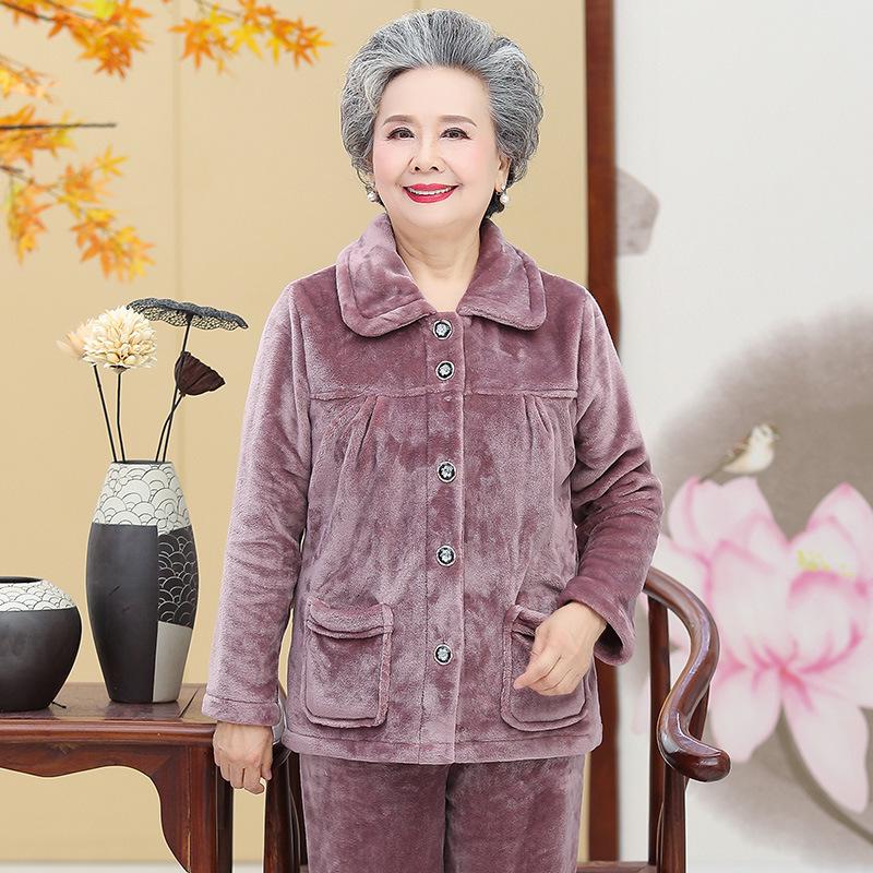 Gemütliches Samt-Flanell-Pyjama-Set für Damen - Warme Herbst-/Winterbekleidung