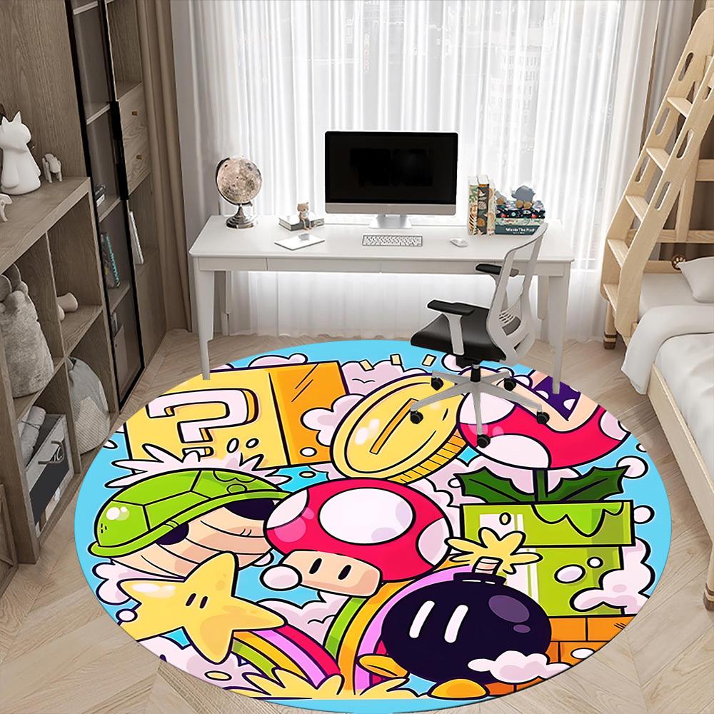 1pc Mario Office Round Area Rug, Under Office Chairs Bedroom Living Room Home Decor, Room Decoa1016222
