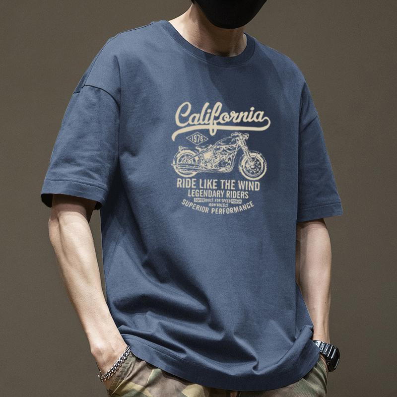 Retro Short Sleeved T-shirt for Men's Summer Fashion Brand Pure Cotton T-shirt with Fashionable Pattern