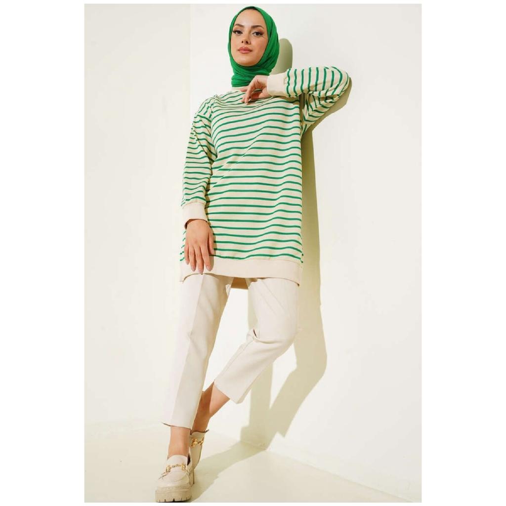 Hanorac cu dungi Hijab Tunica cu doua fire