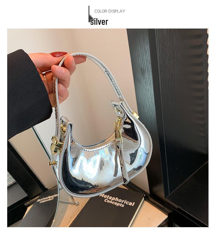 Women's Textured Crossbody Lipstick Bag: Candy Color Mini Crescent