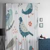 Birds Flowers Abstract Doodle Shapes Tulle Sheer Curtains for Living Room Bedroom Kitchen Decoration Voile Organza Curtains