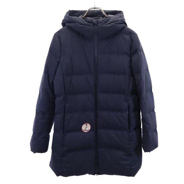 

UNIQLO Long sleeve seamless down coat L Navy system hood Women Used
