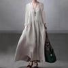 New Fashion V-neck Women's Casual A-line Dress Large Size Solid Color Loose Long Dress Summer Simple Pleated Elegant Party Dresses Clothing