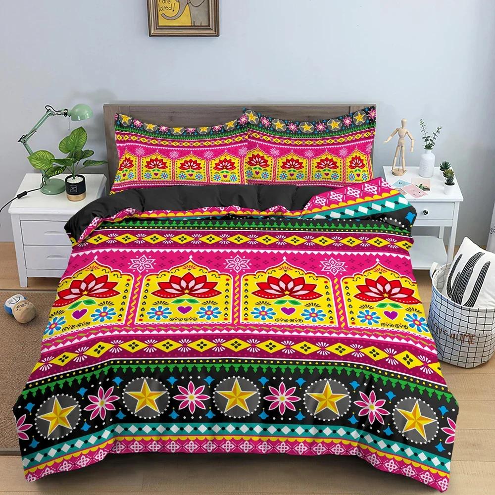 Böhmisches Bettwäscheset Ethnischer Stil Bettbezug Floral Steppdeckenbezüge Einzelbett Twin King Size Steppdeckenbezug Mit Kissenbezug 2/3-teilig