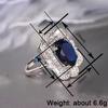 Huitan Aesthetic Women Ring Inlaid Bright Blue Cubic Zirconia Elegant Finger Accessories Fashion Jewelry for Wedding Engagement