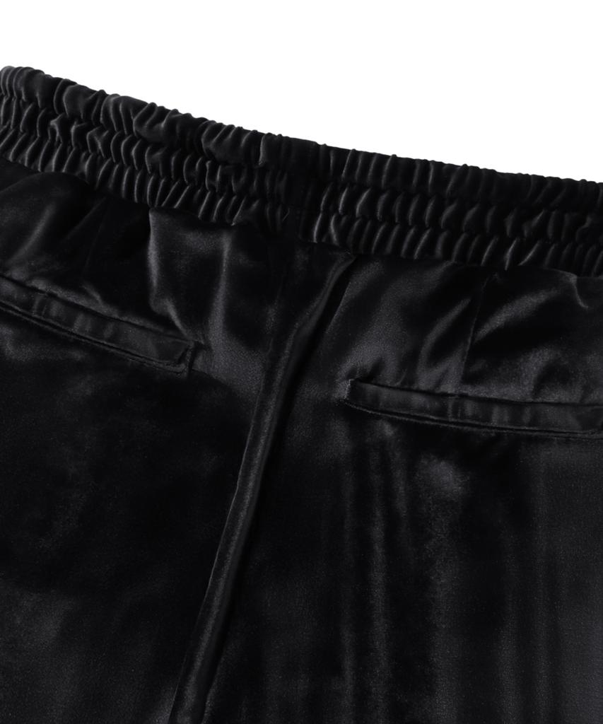 TRILLION Velvet Inverted Tuck Wide Pants [Black]