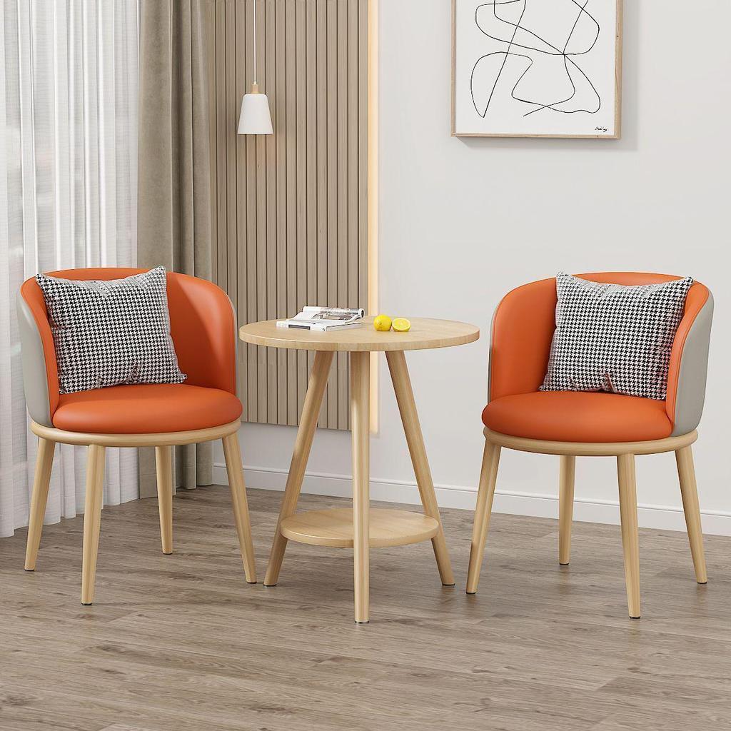 Light Luxury Balcony Tea Table & Chairs Set: Modern 3-Piece for Hotel or Bedroom - Includes One Table & Two Chairs