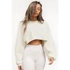 Women's Loose Cropped Solid Color Sweatshirt Casual Long Sleeve Pullover Top Streetwear Blouse