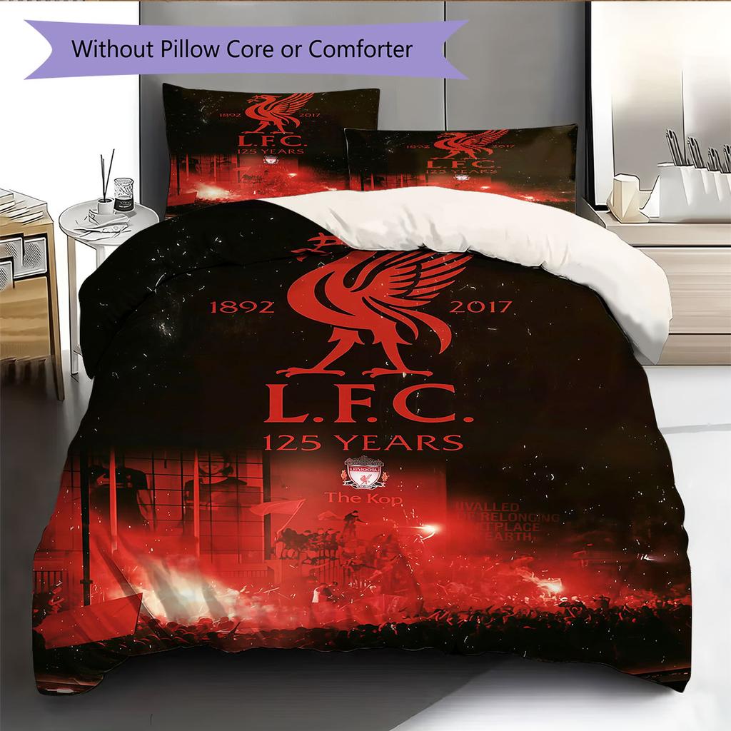 Biancheria da letto con motivo Liverpool Decorazione per la casa Regalo di compleanno ( 1 copripiumino + 2 federe, senza imbottitura),merchandising per fan.