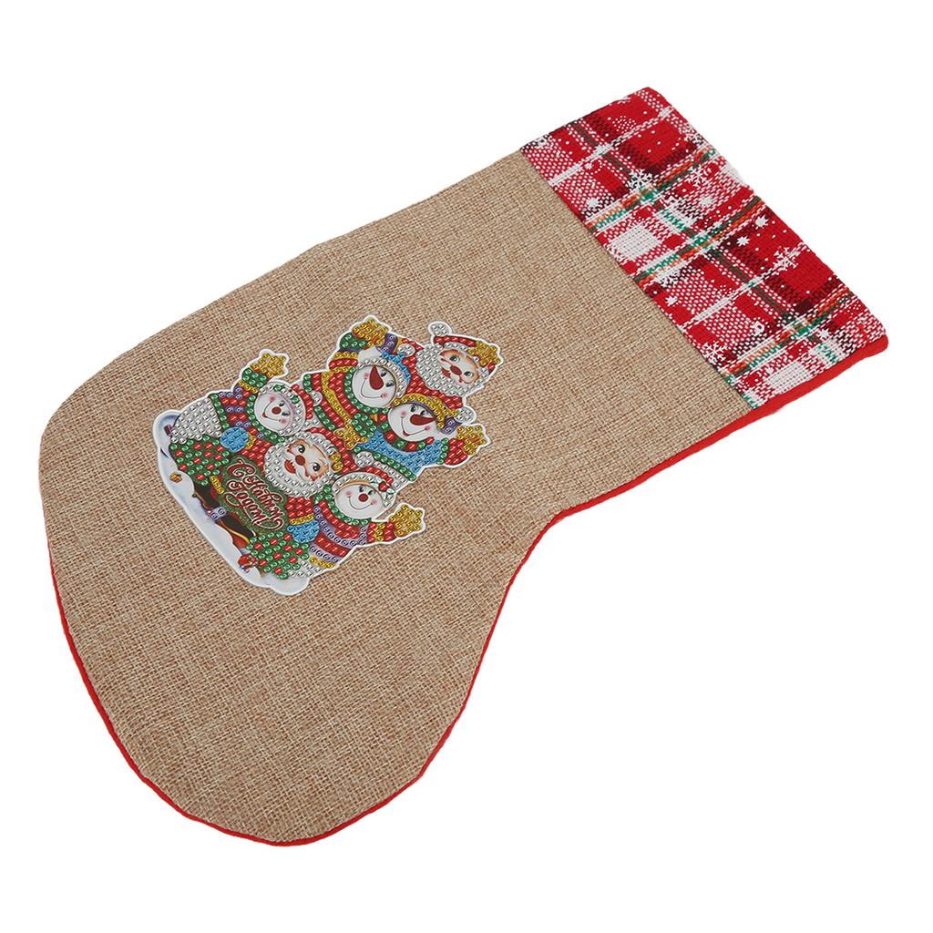 DIY Christmas Sock Cute Cartoon Pattern Christmas Socks Rhinestone Painting for DIY Craft Decoration Gift