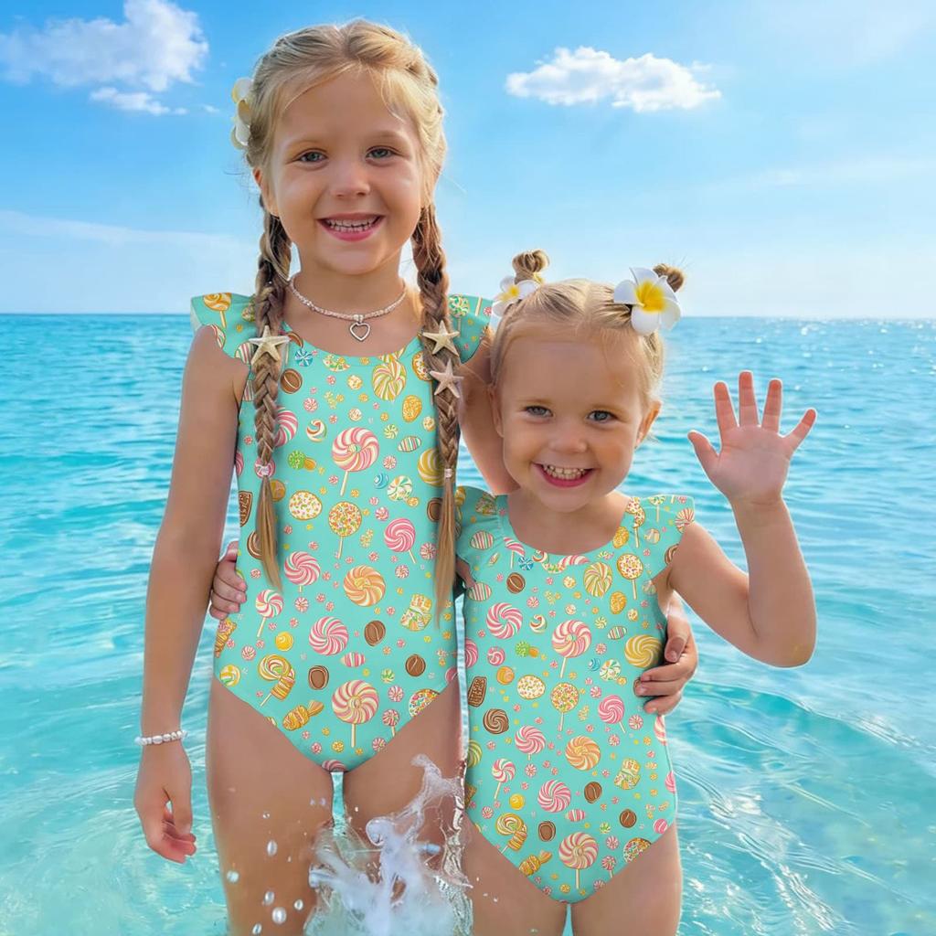 Costume da bagno intero per bambina Estate Bambini Costume da bagno casual Costume da bagno per neonati Bambini Costume da bagno con stampa floreale e di frutta