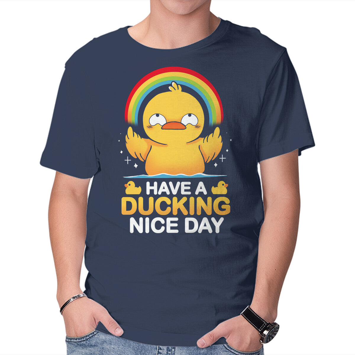 Unisex Crew Neck T-Shirt Have A Ducking Day Graphic Short Sleeve Casual Tee XS