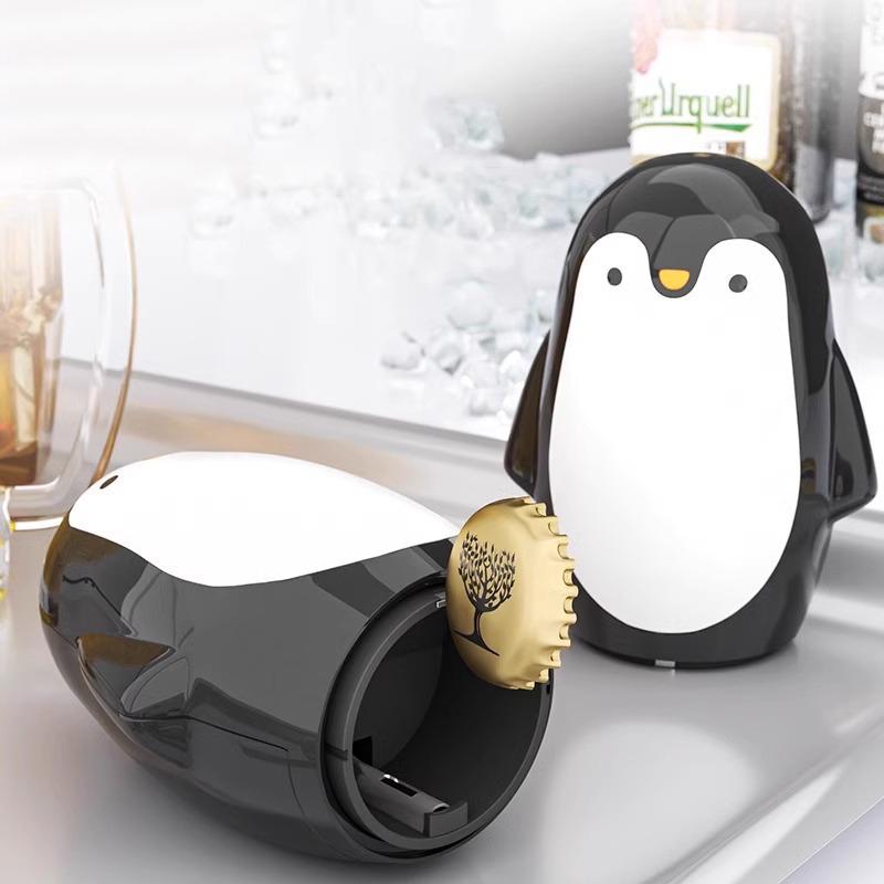 Automatic Penguin Bottle Opener Labor-saving Push Down Magnetic Beer Bottle Opener Press-Type Creative Bottle Cap Remover Party