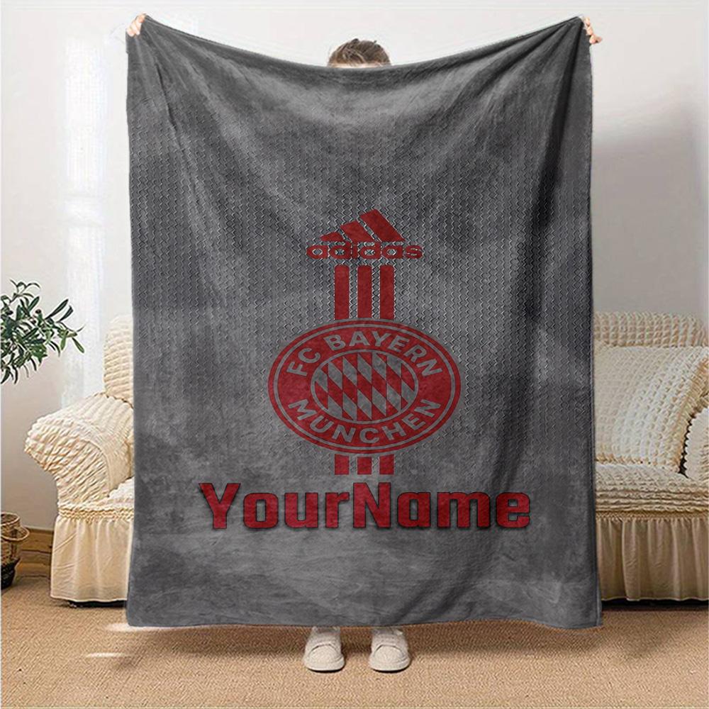 Bayern Munich Customize Text Blanket Throw Customizable Blanket Warmthful Decor Perfect for Bed Seaside Office Chair Couch Four Seasons Multipurpose