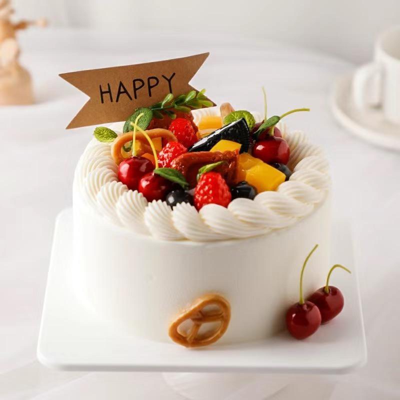 Cute Fruit Simulation Cake Model Ornaments Shop Showcase Cake Sample Display Birthday Wedding Cake Mold Decoration Shooting Prop
