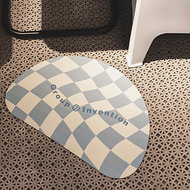 

Checkerboard Bathroom Soft Diatom Mud Mat Home Door Moisture-wicking Foot Mat Toilet Bathroom Slip-resistant Mat 40*60cm