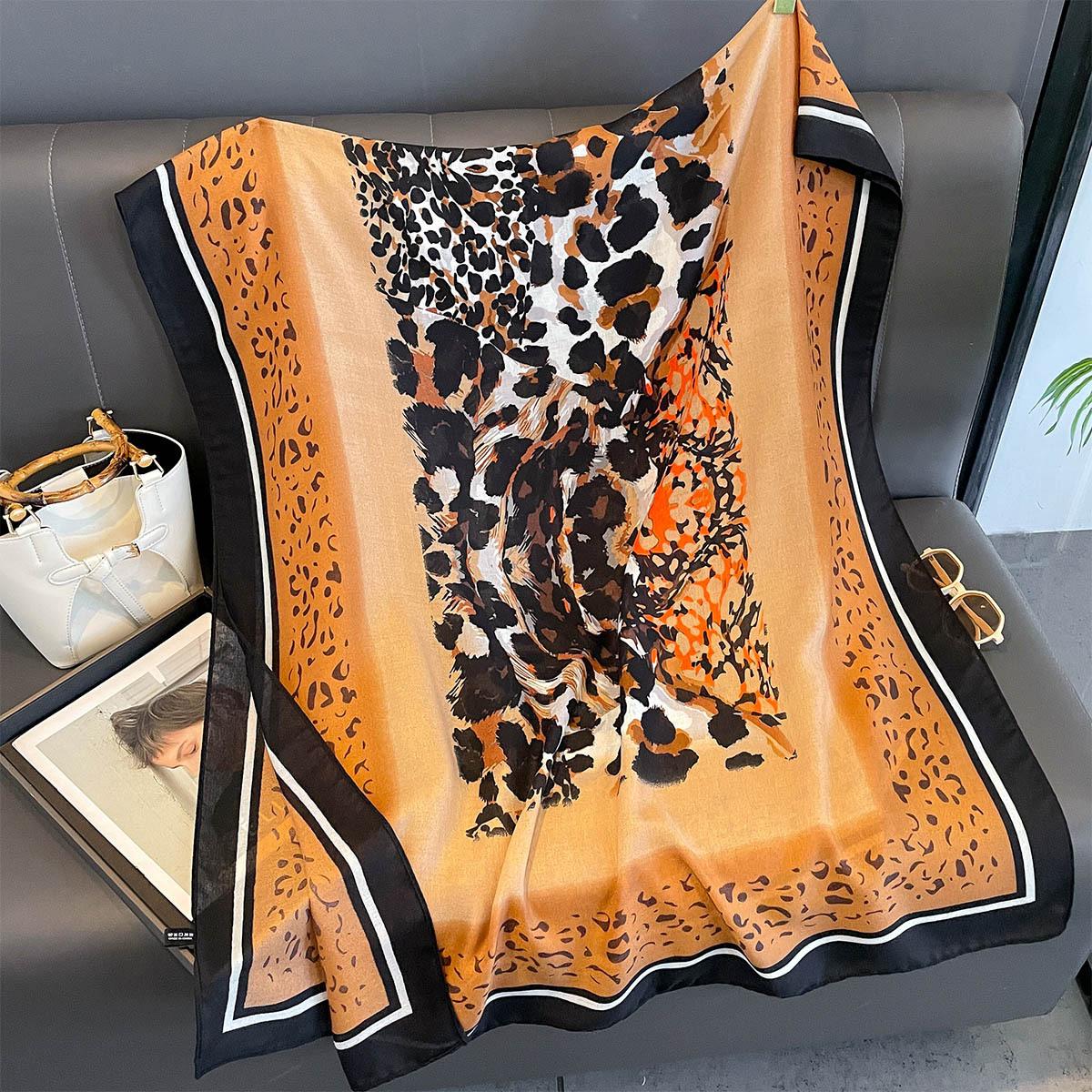 

Best- Spring Autumn Leopard Print Scarf Women Fashionable And Versatile Windproof Shawl Elegant Scarves Big Size 85X180Cm 80X180CM