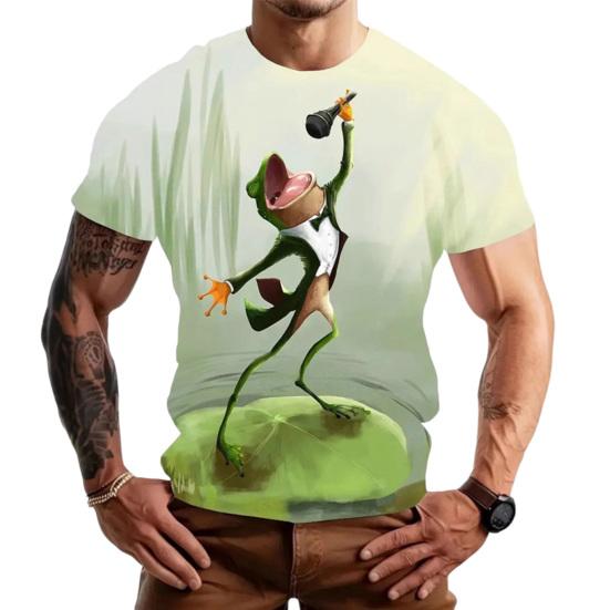 Camiseta Casual Divertida para Hombre Estampados de Animales de Dibujos Animados Camiseta Cuello Redondo Manga Corta Pullover para Uso Diario Fiesta Callejera Playa