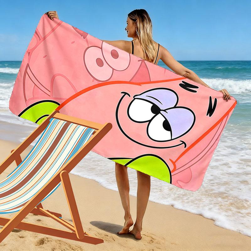 Patrick Star Print Beach Towel, Large Soft Quick Dry Towel for Beach Camping Swimming