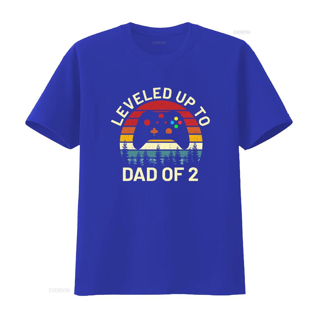 Leveled Up To Dad Of 2 Two Retro Video Game Controller T Shirt Fathers Day Gaming Expecting vintage Washed Soft Comfortable