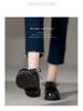 British Style Round Toe Women's Workplace Loafers - Lace-up, Thick Sole, Mid-Heel Leather Shoes