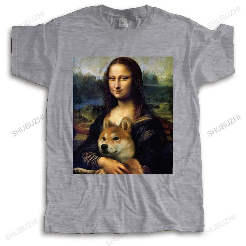 Men Cotton T Shirt Summer Brand Vintage Tshirt Mona Lisa Shiba Inu Doge Unisex Oneck High Quality Tee Shirts Cool Short Sleeve