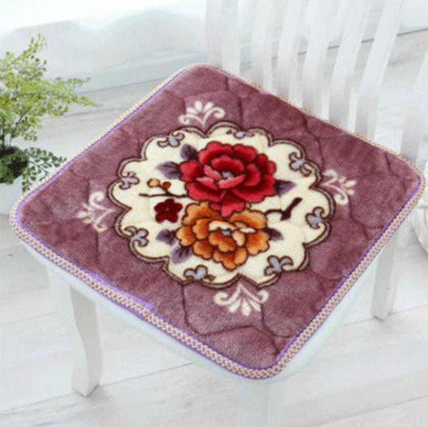 Floral Pattern Dining Chair Cushion Square Soft Office Computer Chair Seat Cushions Winter Car Seat Pad Non-slip Stool Cushions