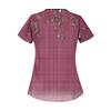 Women's Casual  Print Short Sleeve Sloping Collar Workwear Top With Double Pockets