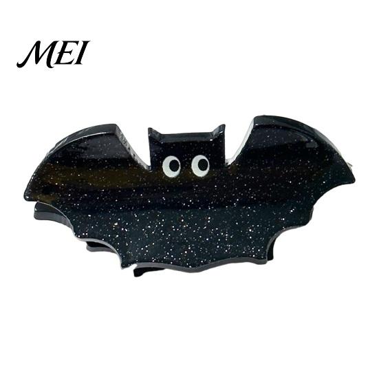 Stylish Acrylic Hair Clamps Halloween Claw Clip, Cute Headdress, Glitter Bat Pumpkin Trendy Accessories for Girls Black Cat Spider Ghost Pattern Women