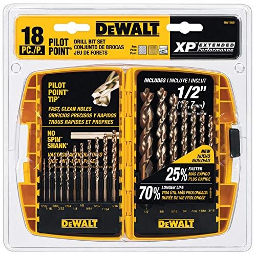 DEWALT DW1958 Bit Drill Set Gold Ferous 18Pc