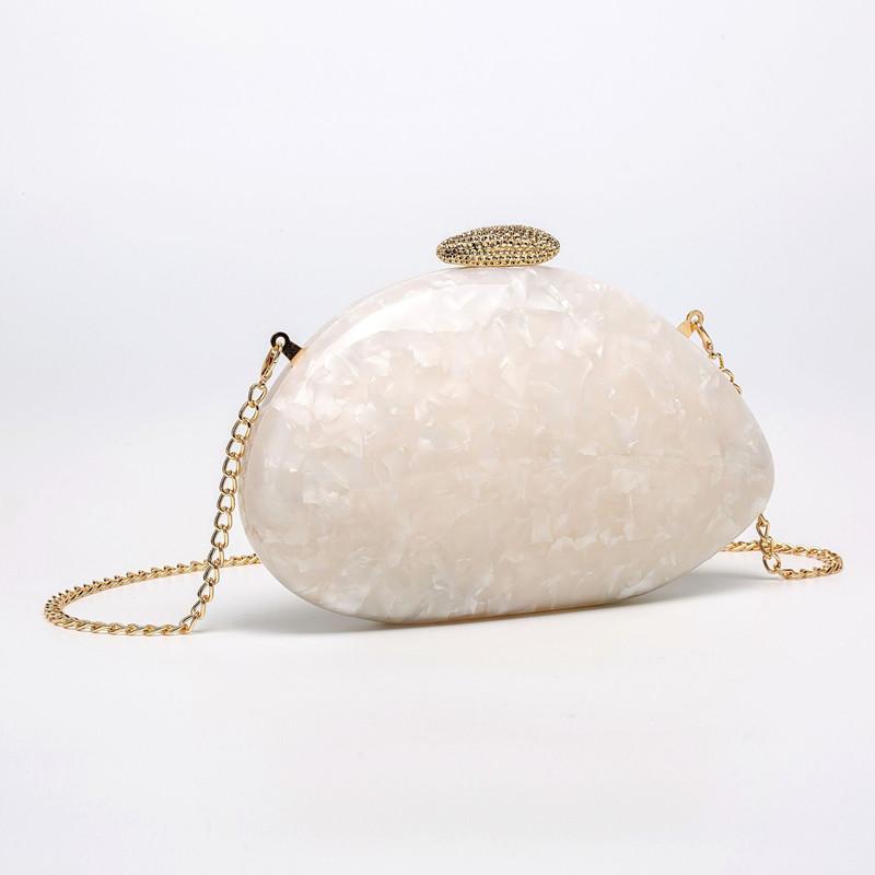2025 Luxury Women Acrylic Irregular Shell  Evening Clutch Bag Stone-textured Diamond Wedding Party Handbag Fashion Crossbody Bag