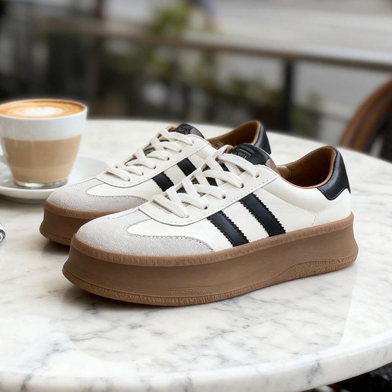 

thick-soled German training shoes women s spring and autumn new height-increasing versatile sports board shoes casual women s shoes black shoes 40 бежевый