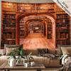 2D Antique Bookcase Corridor Backdrop for Book Lovers & Dark Aesthetic Photography