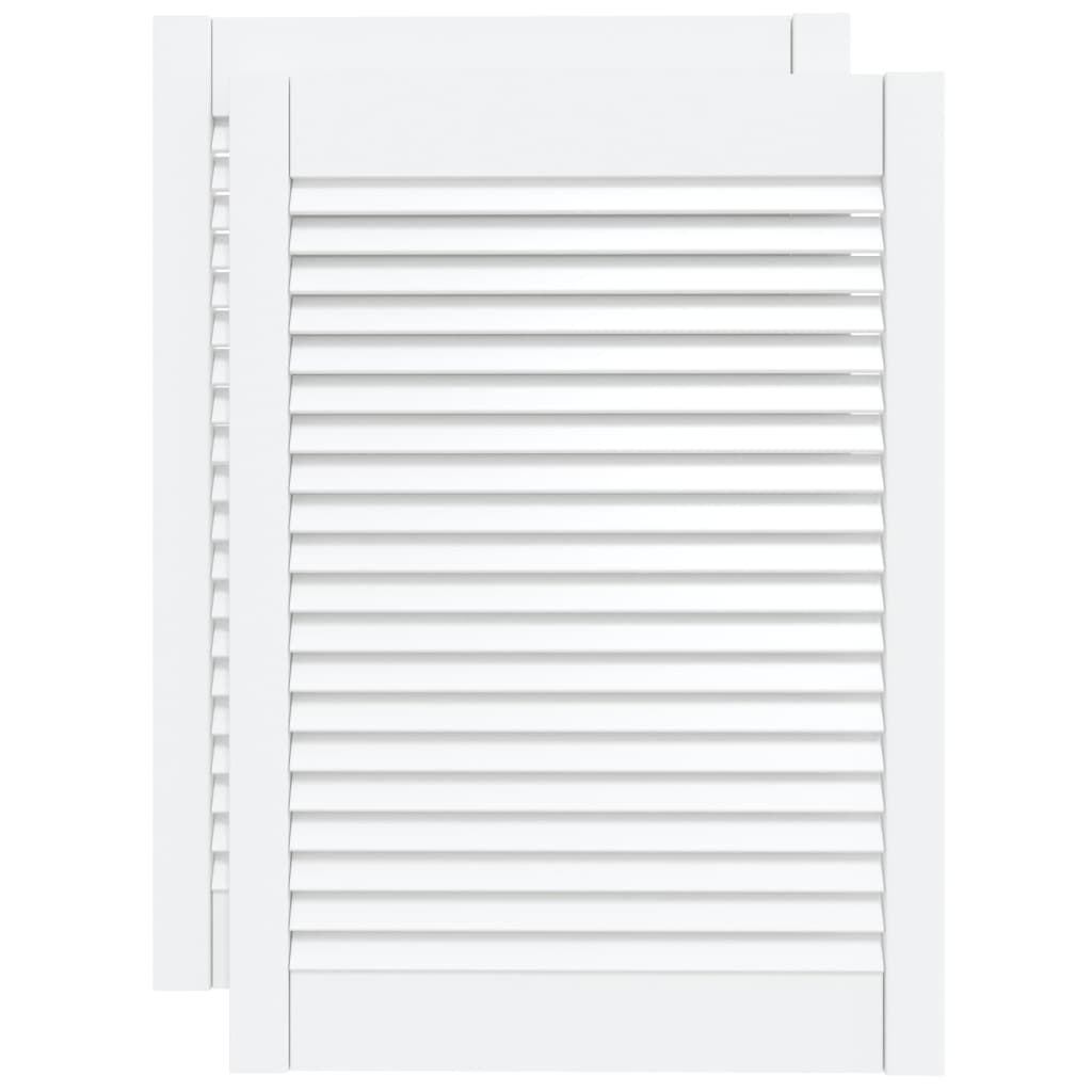Cabinet Doors with Louvered Design 2 Pcs White 69 X 49.4 Cm Solid Wood