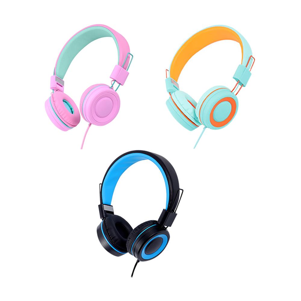 Wired Headphones with 3.5mm Audio Jack - Foldable Lightweight Stereo Headset, Built-in Mic for Online Learning - Cute Gift