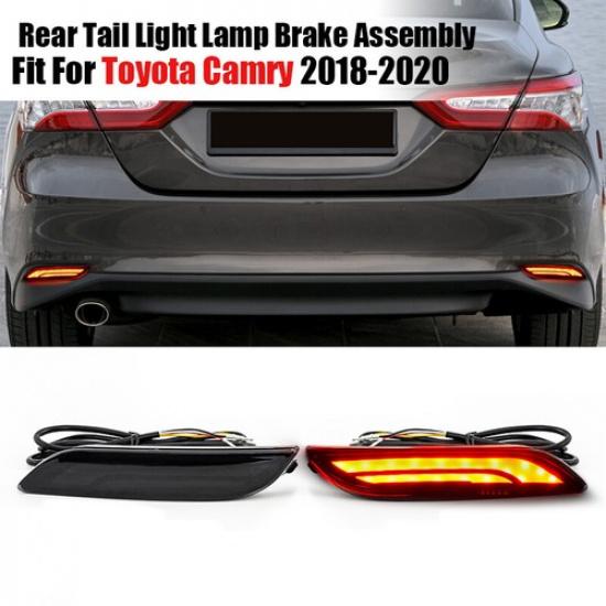 LED Rear Reflector Tail Brake Signal Lamp Foglights Smoke For 18-20 Toyota Camry