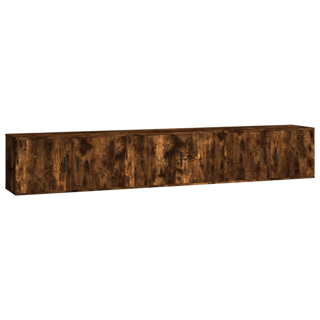 Wall Mounted TV Cabinets (Set of 3) Smoked Oak Finish 80 X 34.5 X 40 Cm