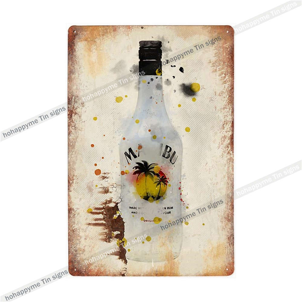 Segno di Latta Malibu Rum Pittura Metallica Targhetta Per Bar Pub Club Caffè Decorazione Adesivo Murale Poster Famiglia Targhe 20x30cm