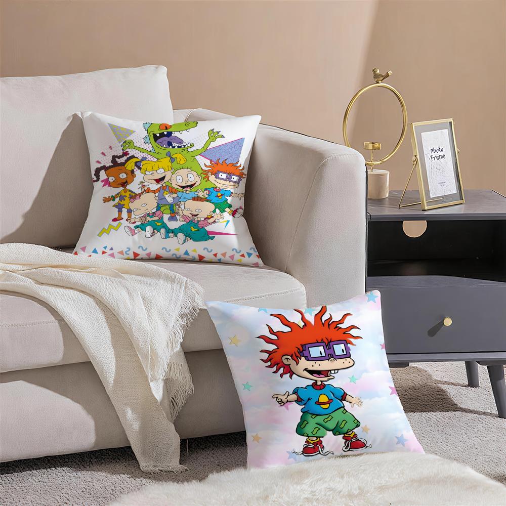 Cartoon R-Rugrats Cushion Cover Breathable Linen Pillowcase Summer Odorless Eco-Friendly Invisible Zipper Washable