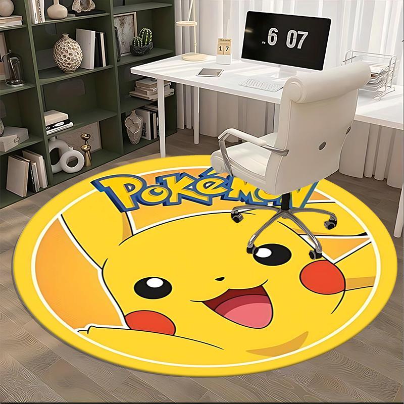 Pikachu,Pokémon Chair mat Round Rug Office carpet, Machine Washable, Non slip, Suitable for Living Rooms, Bedrooms