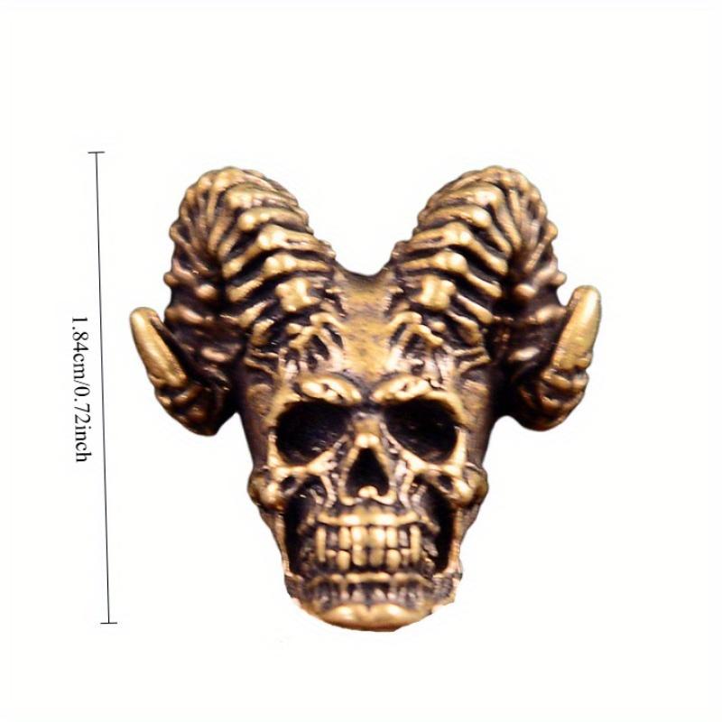 Goat Horn Skull Head Brass Knife Beads DIY Keychain Accessories Woven Lanyard Pendants Jewelry Punk Bracelets Charms
