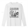 Vintage Design Suburban Lawns White T Shirt Vintage Washed Slightly Designer Clothes Casual Unisex Top For Everyday Wear Homme