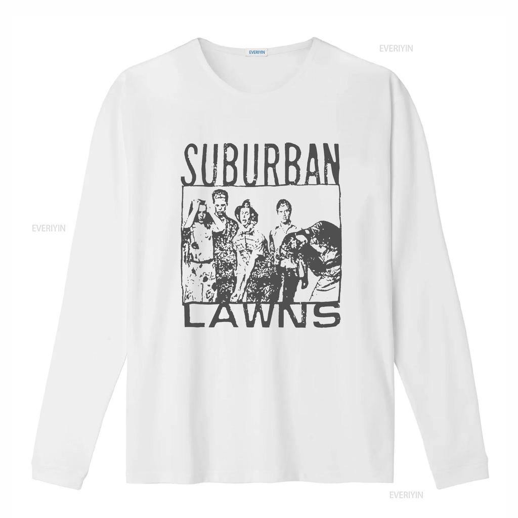 Vintage Design Suburban Lawns White T Shirt Vintage Washed Slightly Designer Clothes Casual Unisex Top For Everyday Wear Homme