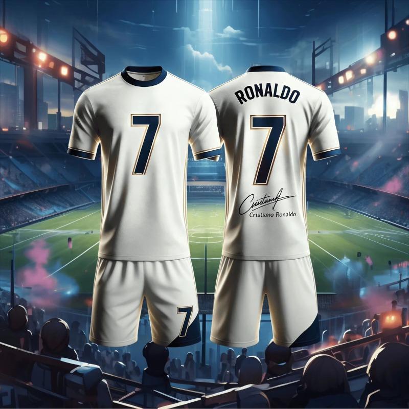 Cristiano Ronaldo No.7 Football Suit Set Match Training Uniform Short Sleeve Shorts Set Quick Drying Sportswear Gift kids