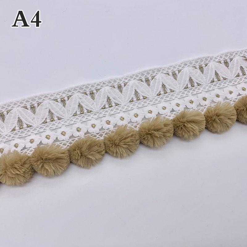 2/4/6 Meter Pompon Kugel Quaste Fransen Spitze Besatz Band Applikation Stoffbesatz Kante Vorhang Sofa Deko DIY Polsterung