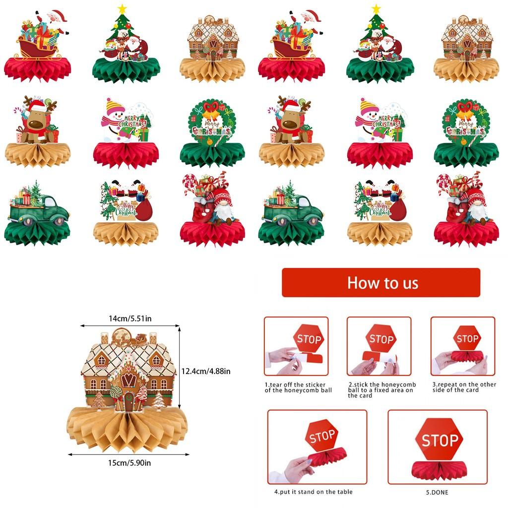 Claus Santa Christmas Reindeer Honeycomb Tabletop Decor Paper For Celebrations