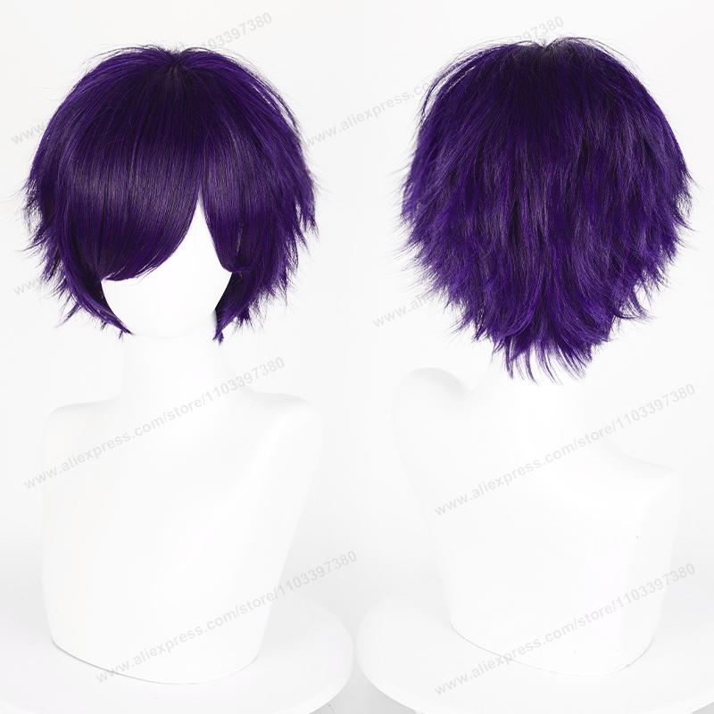 Anime 30cm Short Straight Cosplay Wig Black White Green Brown Purple Blue Gray Red Gold Man Women Heat Resistant Synthetic Hair