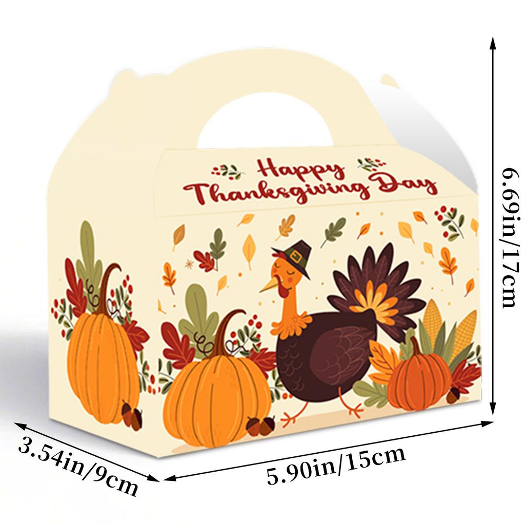 Dekorativ presentförpackning med Thanksgiving-tema Skördefest Kalkonfest Snacks Godis Kartong Handhållen låda Anpassad